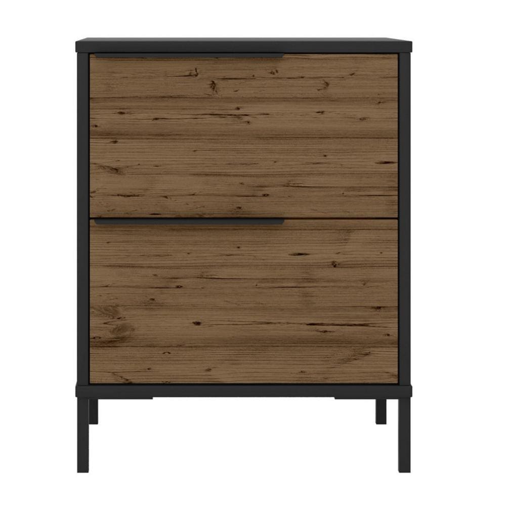 Wood and Metal Office Accent Storage Cabinet with 2 Drawers Black and Brown By The Urban Port UPT-225263