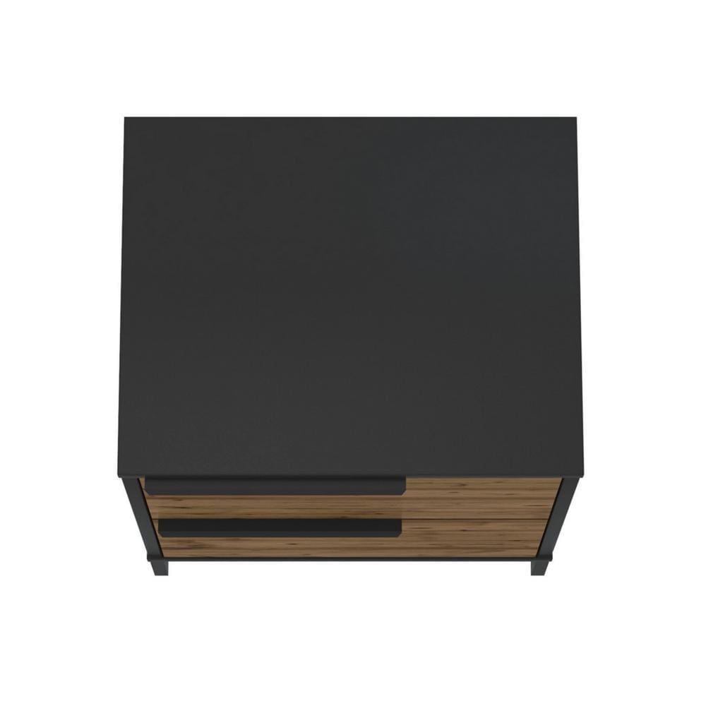 Wood and Metal Office Accent Storage Cabinet with 2 Drawers Black and Brown By The Urban Port UPT-225263