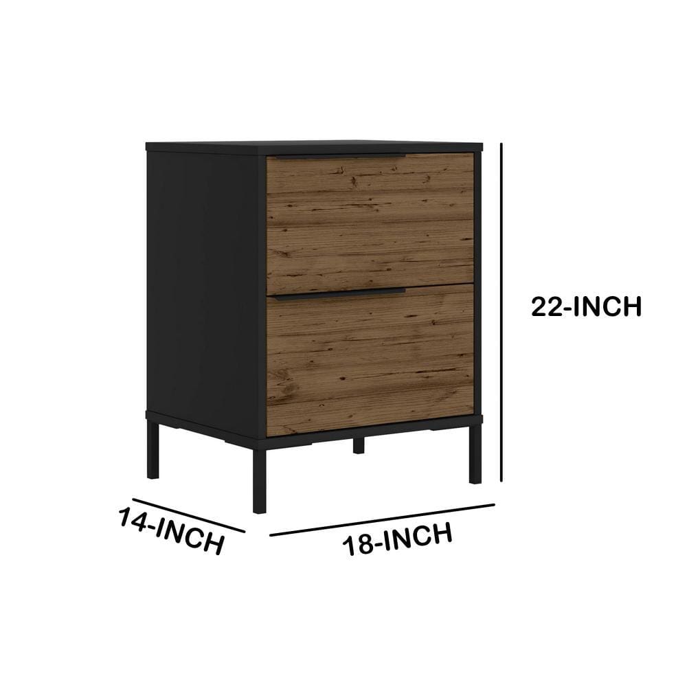 Wood and Metal Office Accent Storage Cabinet with 2 Drawers Black and Brown By The Urban Port UPT-225263