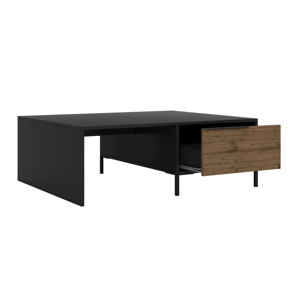 Wood and Metal Rectangular Accent Coffee Table with Drawer Brown and Black By The Urban Port UPT-225264