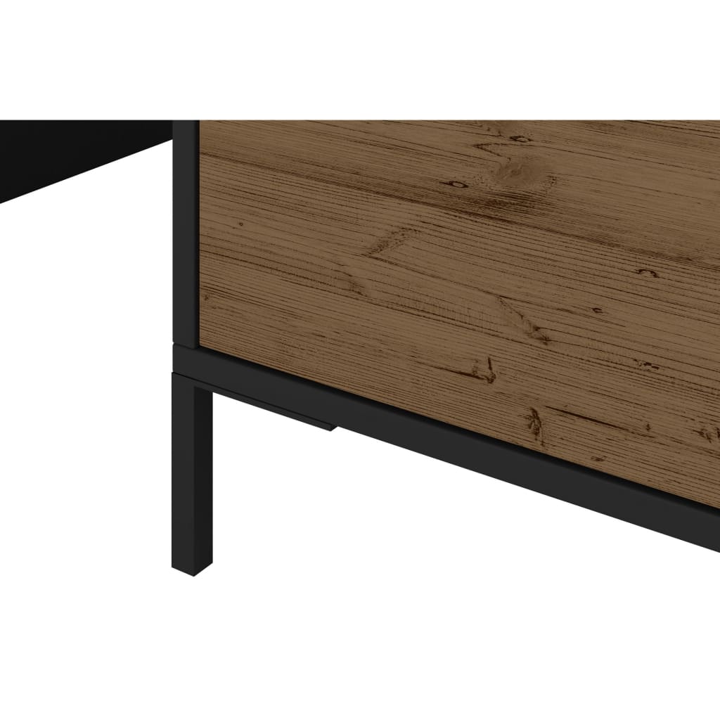 Wood and Metal Rectangular Accent Coffee Table with Drawer Brown and Black By The Urban Port UPT-225264