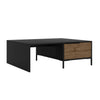 Wood and Metal Rectangular Accent Coffee Table with Drawer Brown and Black By The Urban Port UPT-225264