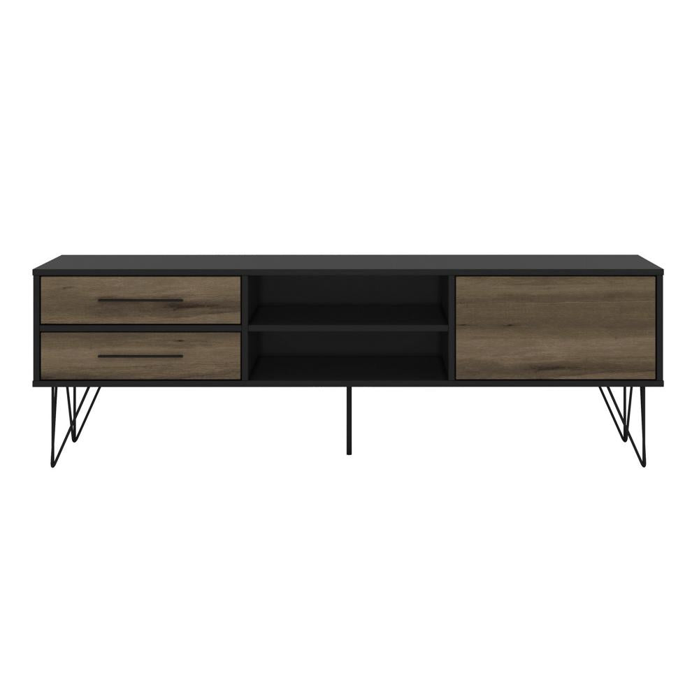 60 Wood and Metal TV Entertainment Stand with 4 Drawers Brown and Black By The Urban Port UPT-225266