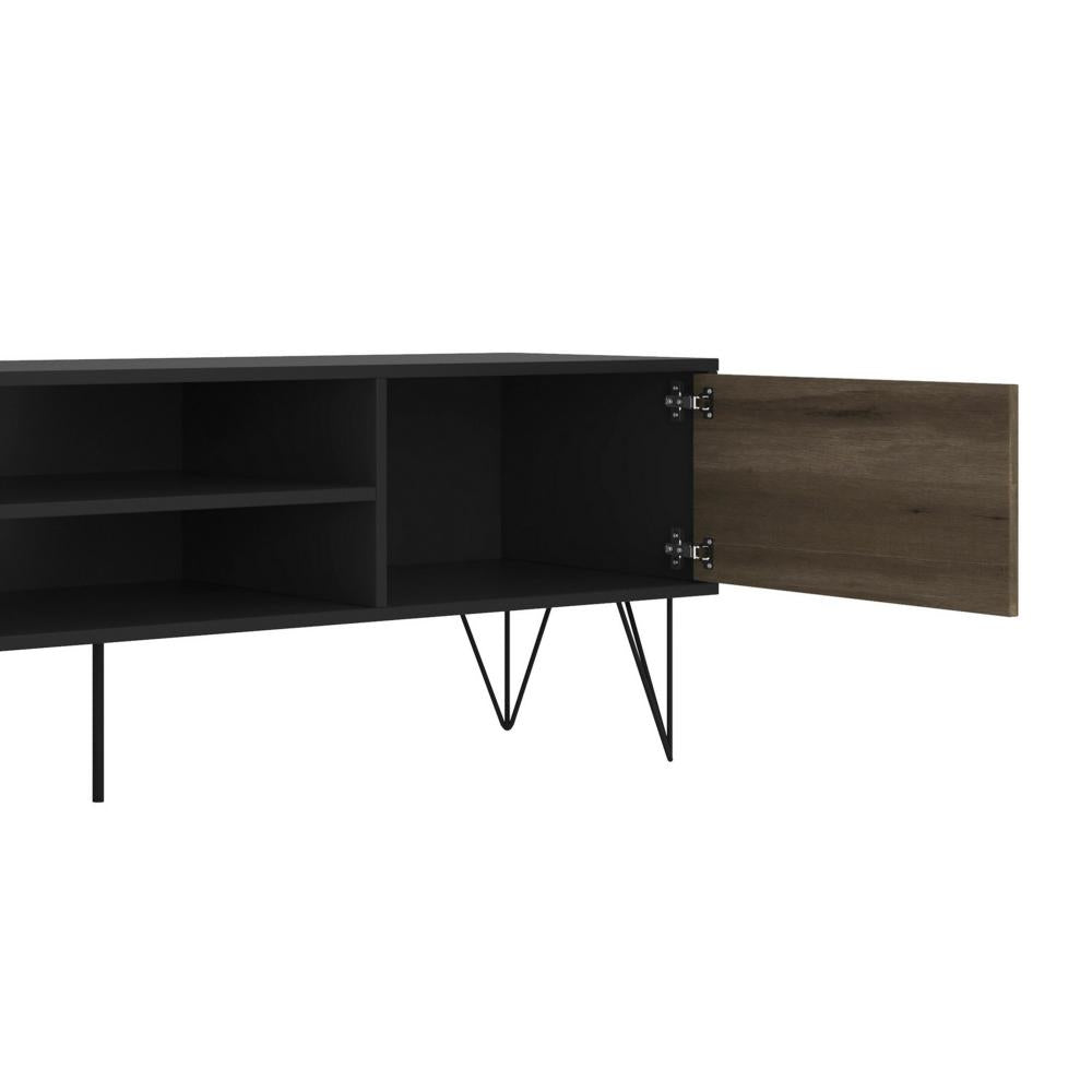 60 Wood and Metal TV Entertainment Stand with 4 Drawers Brown and Black By The Urban Port UPT-225266