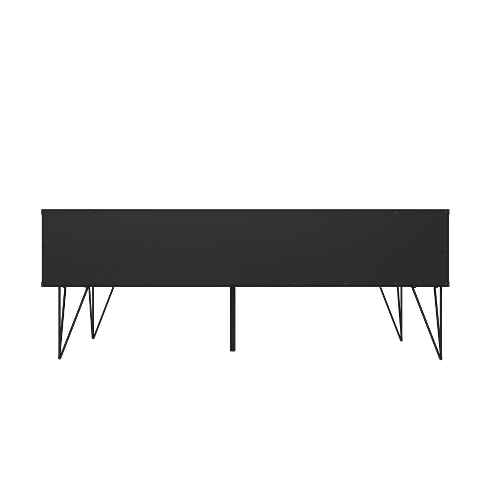 2 Removable Drawer Wooden Coffee Table With Hairpin Legs Black and Brown By The Urban Port UPT-225267