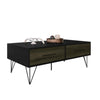 2 Removable Drawer Wooden Coffee Table With Hairpin Legs Black and Brown By The Urban Port UPT-225267