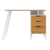 Wooden Office Computer Desk with Angled Legs & Attached File Cabinet White & Brown By The Urban Port UPT-225270