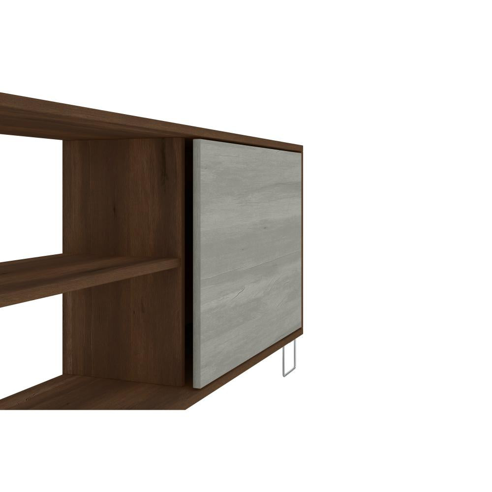 71 Wooden Entertainment TV Stand with 3 Open Compartments Brown and White By The Urban Port UPT-225271