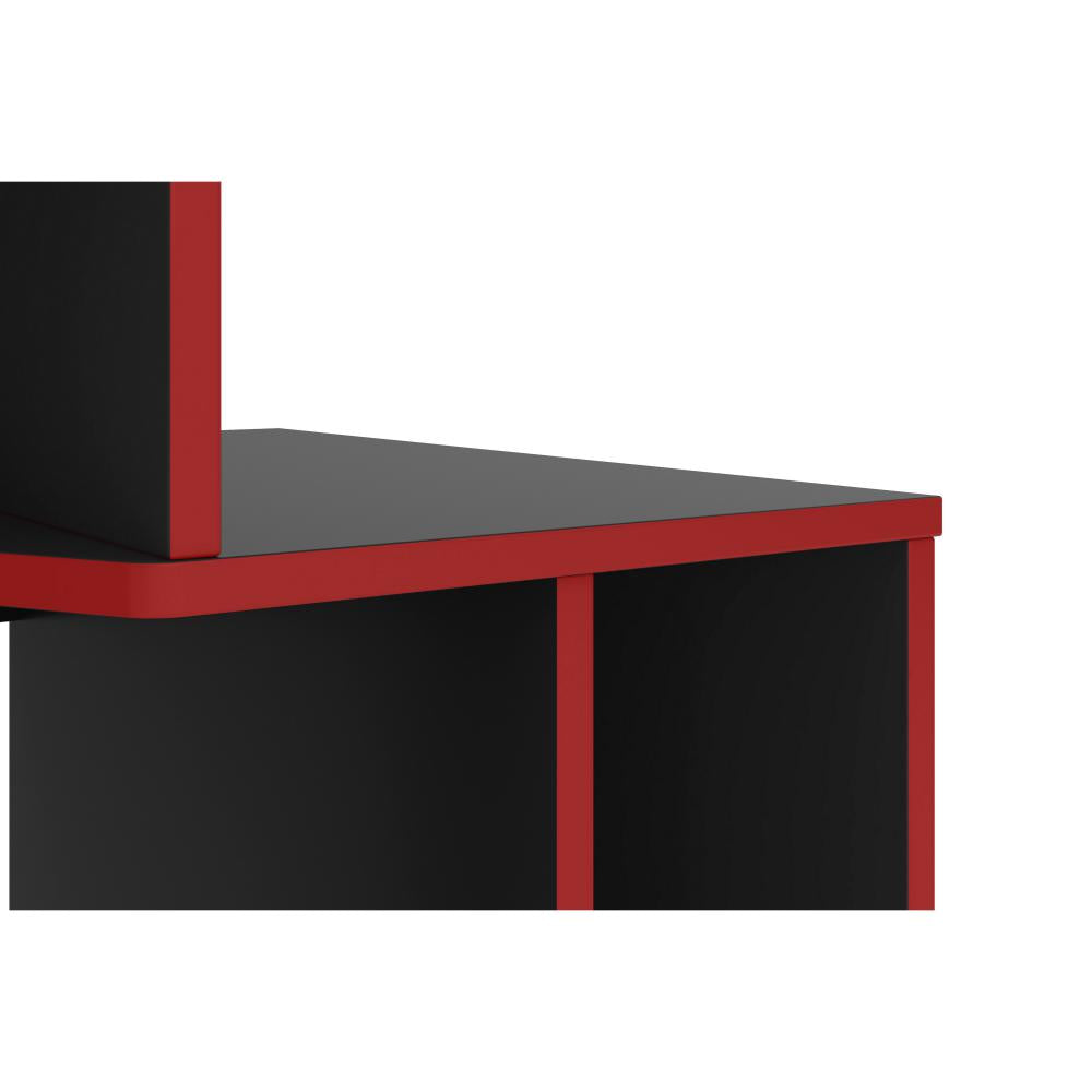 Wooden Rectangular Home Office Computer Gaming Desk Black and Red By The Urban Port UPT-225273