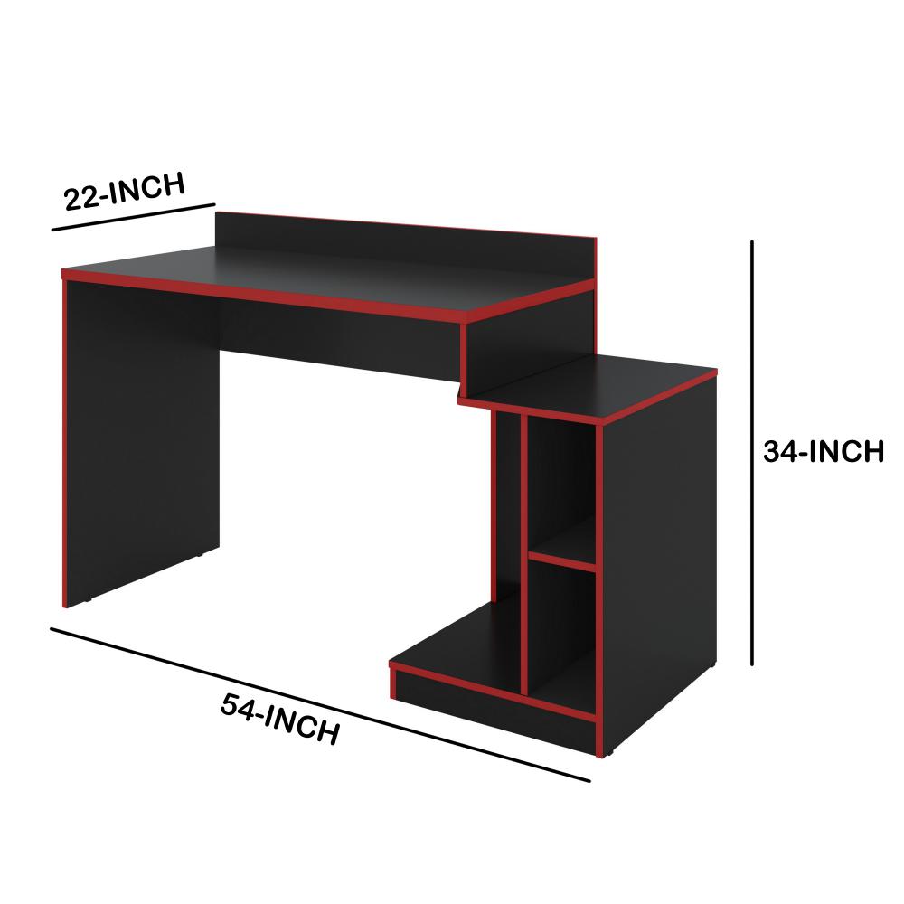 Wooden Rectangular Home Office Computer Gaming Desk Black and Red By The Urban Port UPT-225273