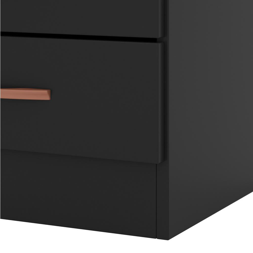 Wooden End Side Table Nightstand with 2 Drawers and 1 Open Compartment Black By The Urban Port UPT-225274