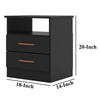 Wooden End Side Table Nightstand with 2 Drawers and 1 Open Compartment Black By The Urban Port UPT-225274