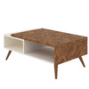 Two Tone Wooden Coffee Table with splayed legs & storage Shelf White and Brown By The Urban Port UPT-225283