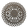 36 Inch Handcarved Wooden Round Wall Art with Floral Carving Distressed Brown By The Urban Port UPT-225288