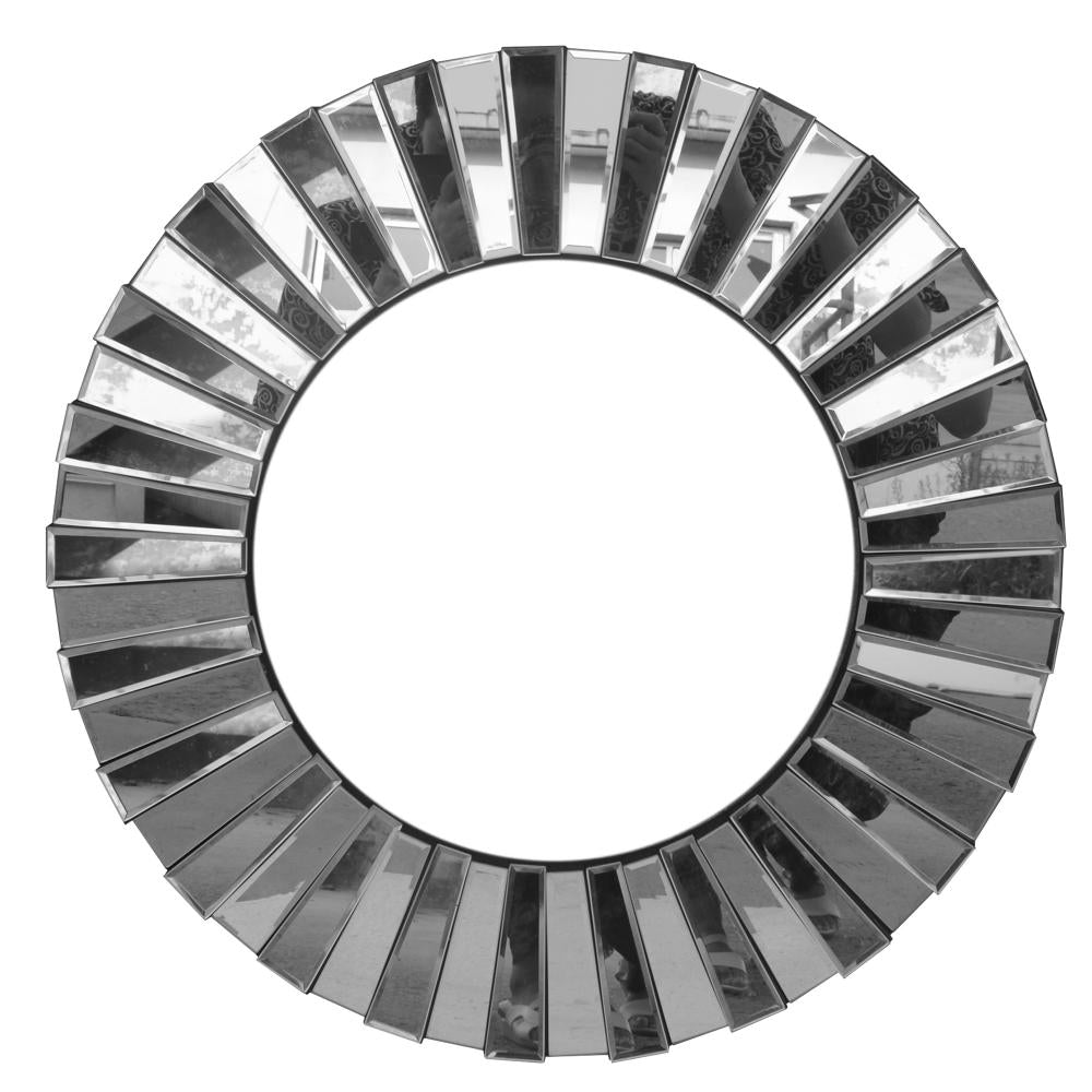 28 Round Floating Wall Mirror with Mirrored Frame Work Silver By The Urban Port UPT-226276