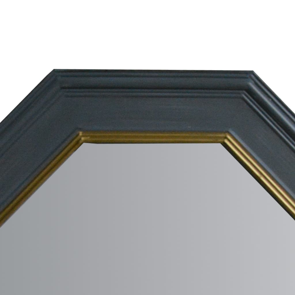 32 Octagonal Shape Wooden Floating Frame Flat Wall Mirror Gray By The Urban Port UPT-226280