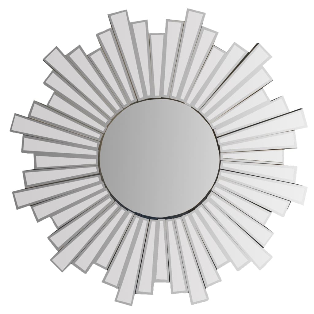 28 Round Floating Wall Mirror with Sunburst Design Frame Silver By The Urban Port UPT-226281