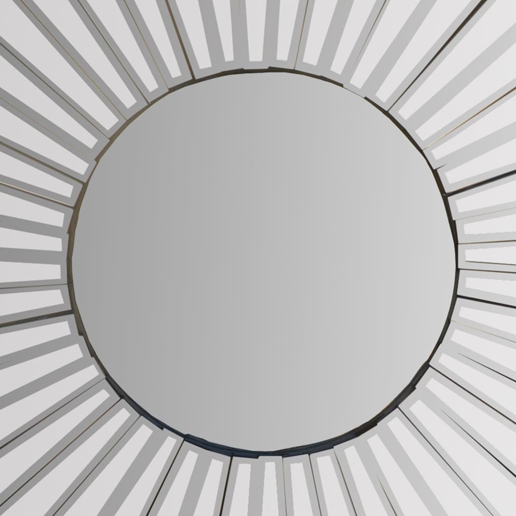 28 Round Floating Wall Mirror with Sunburst Design Frame Silver By The Urban Port UPT-226281