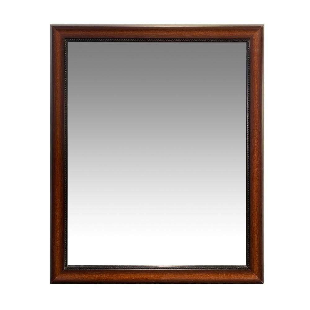 Molded Polystyrene Frame Wall Mirror with Beaded Details Cherry Brown By The Urban Port UPT-228545