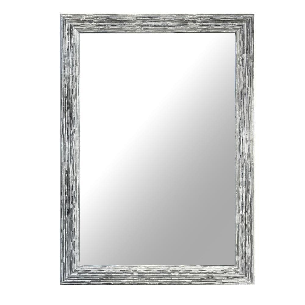 Rectangular Polystyrene Encased Wall Mirror with Textured Details Chrome By The Urban Port UPT-228546