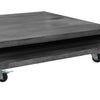 Square Mango Wood Coffee Table with Casters and Open Storage Compartment Grey By The Urban Port UPT-228690