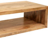 58 Inch Cube Shape Mango Wood Coffee Table with Open Bottom Shelf Natural Brown By The Urban Port UPT-228693