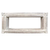 Rectangular Mango Wood Wall Mounted Shelf with Carved Details Antique White UPT-229608