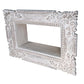 Engraved Mango Wood Wall Mounted Shelf with Textured Details Distressed Gray UPT-229610