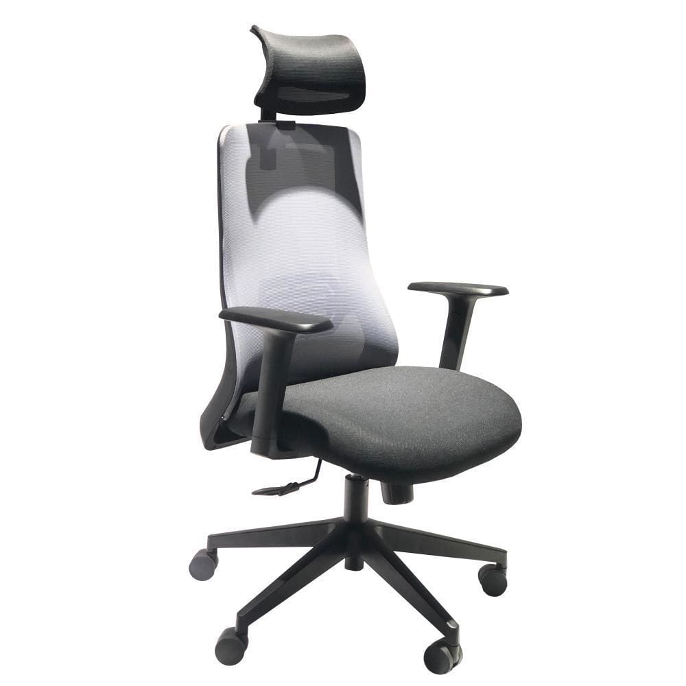 Adjustable Headrest Ergonomic Swivel Office Chair with Padded Seat and Casters Black and Gray By The Urban Port UPT-230094