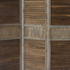 3 Panel Foldable Wooden Divider Privacy Screen with Grains and Metal Hinges Brown and Gray By The Urban Port UPT-230657