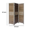 3 Panel Foldable Wooden Divider Privacy Screen with Grains and Metal Hinges Brown and Gray By The Urban Port UPT-230657