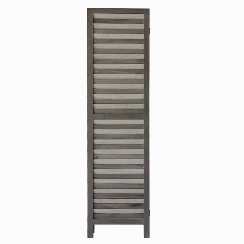 3 Panel Foldable Wooden Divider Privacy Screen with Shutter Design and Metal Hinges Light Gray By The Urban Port UPT-230658