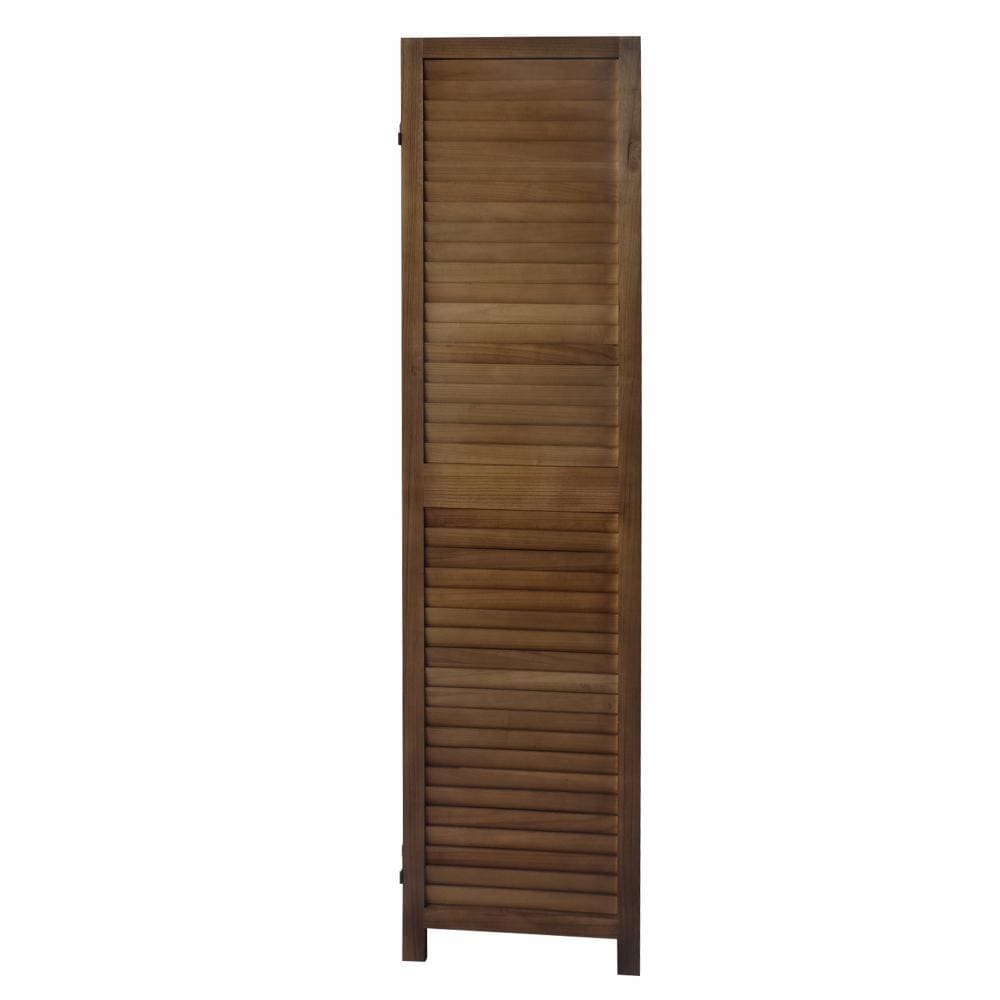 3 Panel Foldable Wooden Divider Privacy Screen with Shutter Design and Metal Hinges Brown By The Urban Port UPT-230659