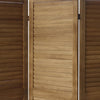 3 Panel Foldable Wooden Divider Privacy Screen with Shutter Design and Metal Hinges Brown By The Urban Port UPT-230659