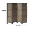 4 Panel Foldable Wooden Divider Privacy Screen with Grains and Metal Hinges Dark Brown By The Urban Port UPT-230663