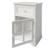 23.62 Inches Single Drawer Wooden Storage Cabinet with Glass Door and Round Knobs White By The Urban Port UPT-230666