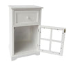 23.62 Inches Single Drawer Wooden Storage Cabinet with Glass Door and Round Knobs White By The Urban Port UPT-230666