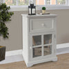 24 Inch Paulownia Wood Accent Cabinet End Table, 1 Drawer, 1 Glass Door, White By The Urban Port