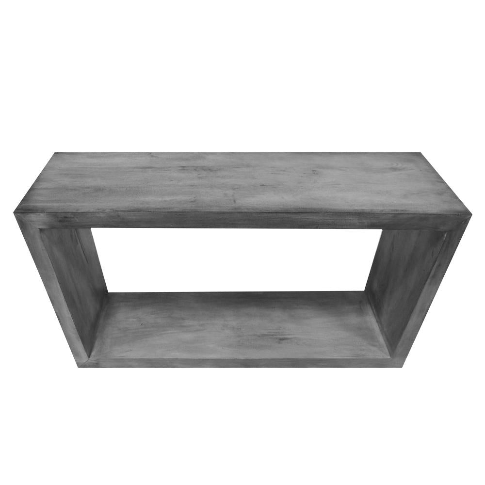 52 Cube Shape Wooden Console Table with Open Bottom Shelf Charcoal Gray By The Urban Port UPT-230675