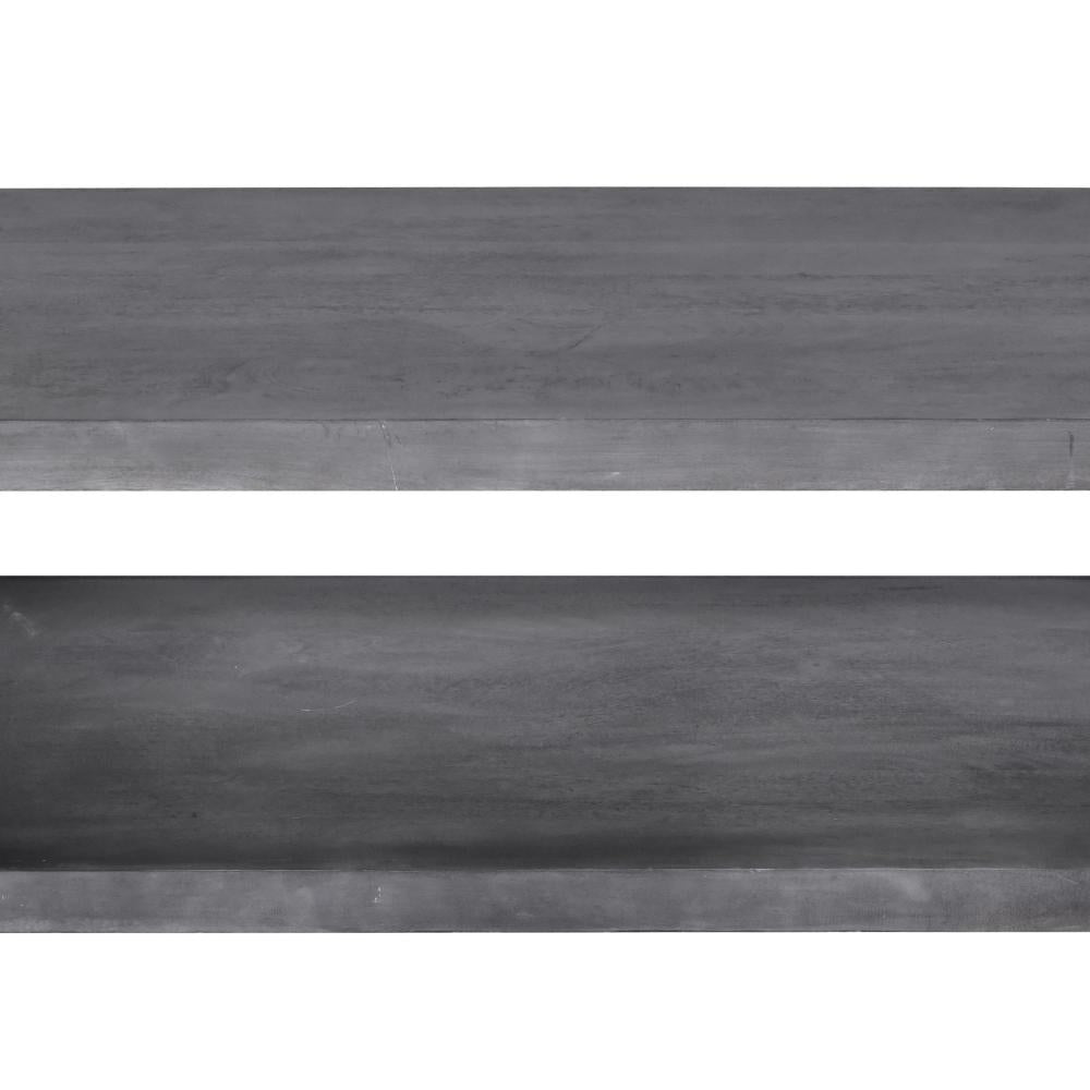 58 Inch Rectangular Mango Wood Coffee Table Open Bottom Shelf Charcoal Gray By The Urban Port UPT-230676