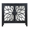 32 Rustic Accent Storage Cabinet with Flower Design Mirrored Front Black By The Urban Port UPT-230846