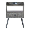 25 Raised Top Wooden End Side Table Nightstand with Drawer and Power Outlet Gray By The Urban Port UPT-230851