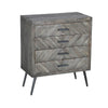 29 Chevron Pattern Wooden 4 Drawer Accent Dresser Chest with Angled Metal Legs Gray By The Urban Port UPT-230855