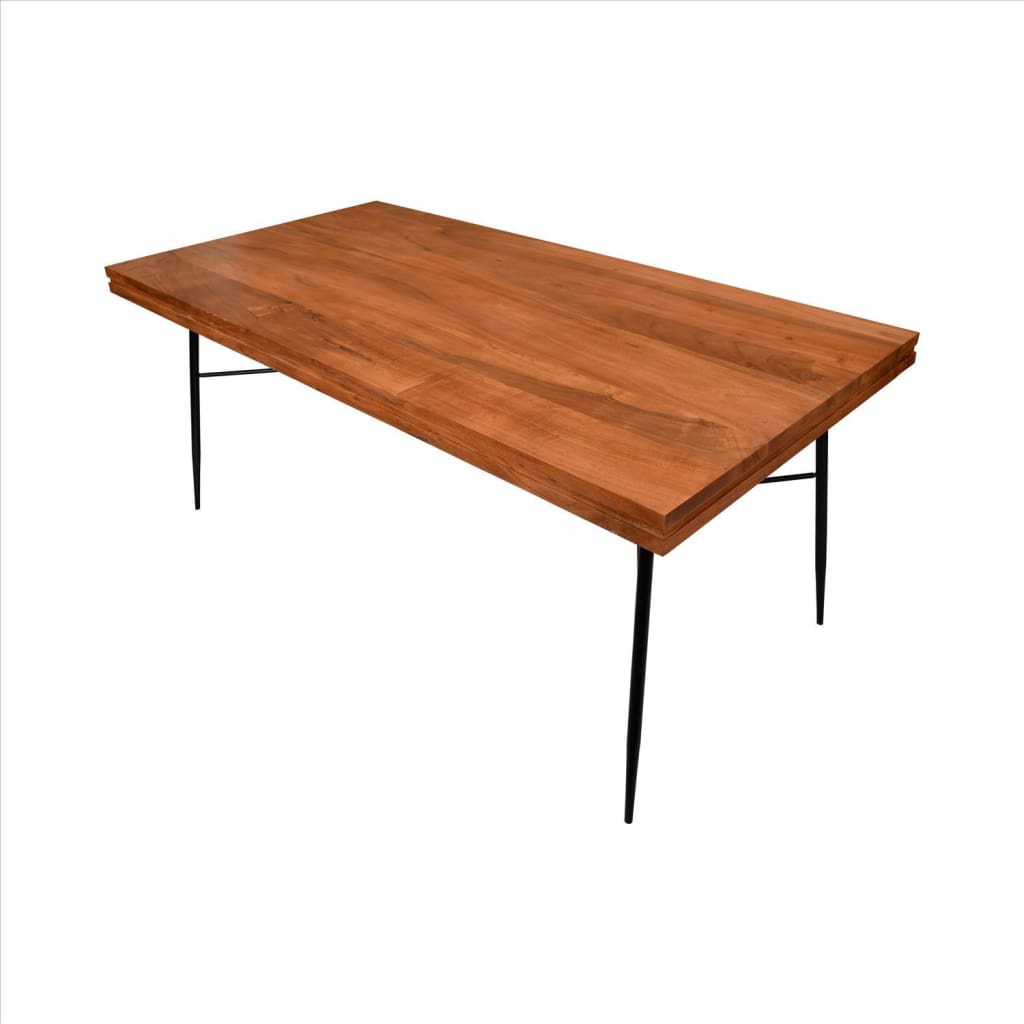 Two Tone Industrial Wooden Top Rectangular Dining Table With Metal Frame Black And Brown By The Urban Port UPT-231468