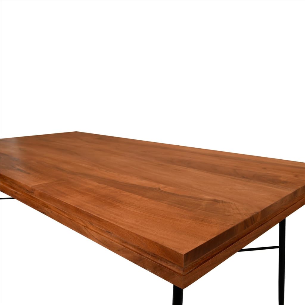 Two Tone Industrial Wooden Top Rectangular Dining Table With Metal Frame Black And Brown By The Urban Port UPT-231468