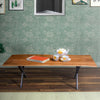 Byron 55 Inch Handcrafted Live Edge Acacia Wood Dining Bench, X Shaped Metal Legs, Brown and Black By The Urban Port