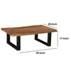 Farmhouse Rectangle Coffee Table with Live Edge Details and Metal Sled Base Brown and Black By The Urban Port UPT-231740