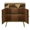 Wooden Storage Cabinet with 2 Doors and Geometric Inlaid Design Brown By The Urban Port UPT-231745