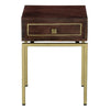 Bedside Table with 1 Drawer and Tubular Metal Legs Brown and Brass By The Urban Port UPT-231748