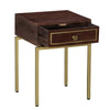 Bedside Table with 1 Drawer and Tubular Metal Legs Brown and Brass By The Urban Port UPT-231748